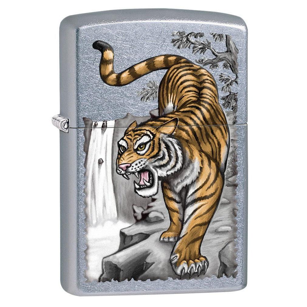 Zippo Lighter: Tiger on Ledge - Street Chrome 80705