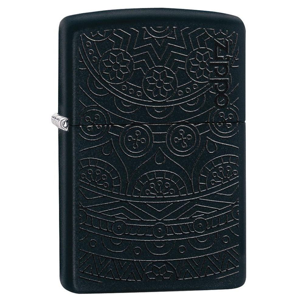 Zippo Lighter: Tone on Tone Design - Black Matte 29989