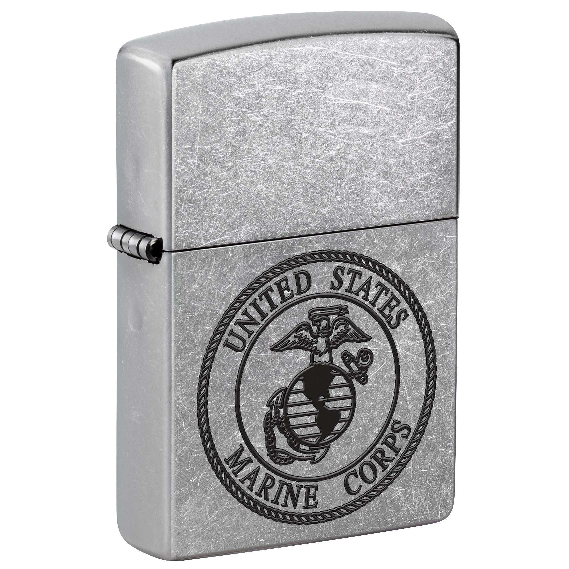 Zippo Lighter: United States Marine Corps Logo - Street Chrome 81019