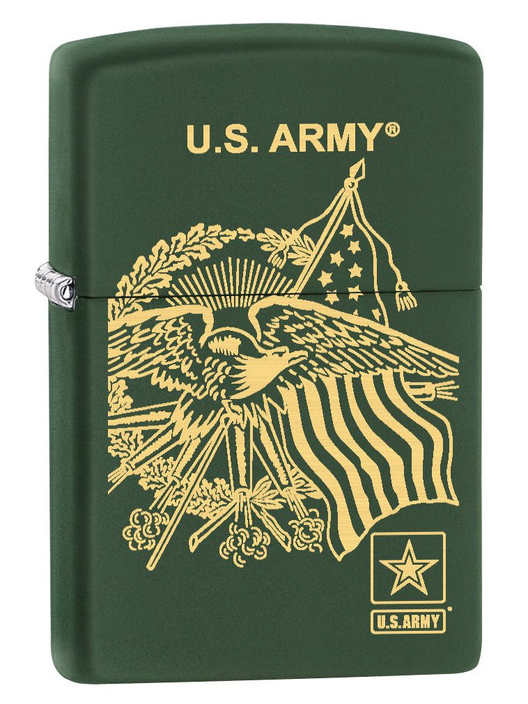 Zippo Lighter: U.S. Army, Eagle and Flag - Green Matte 77658