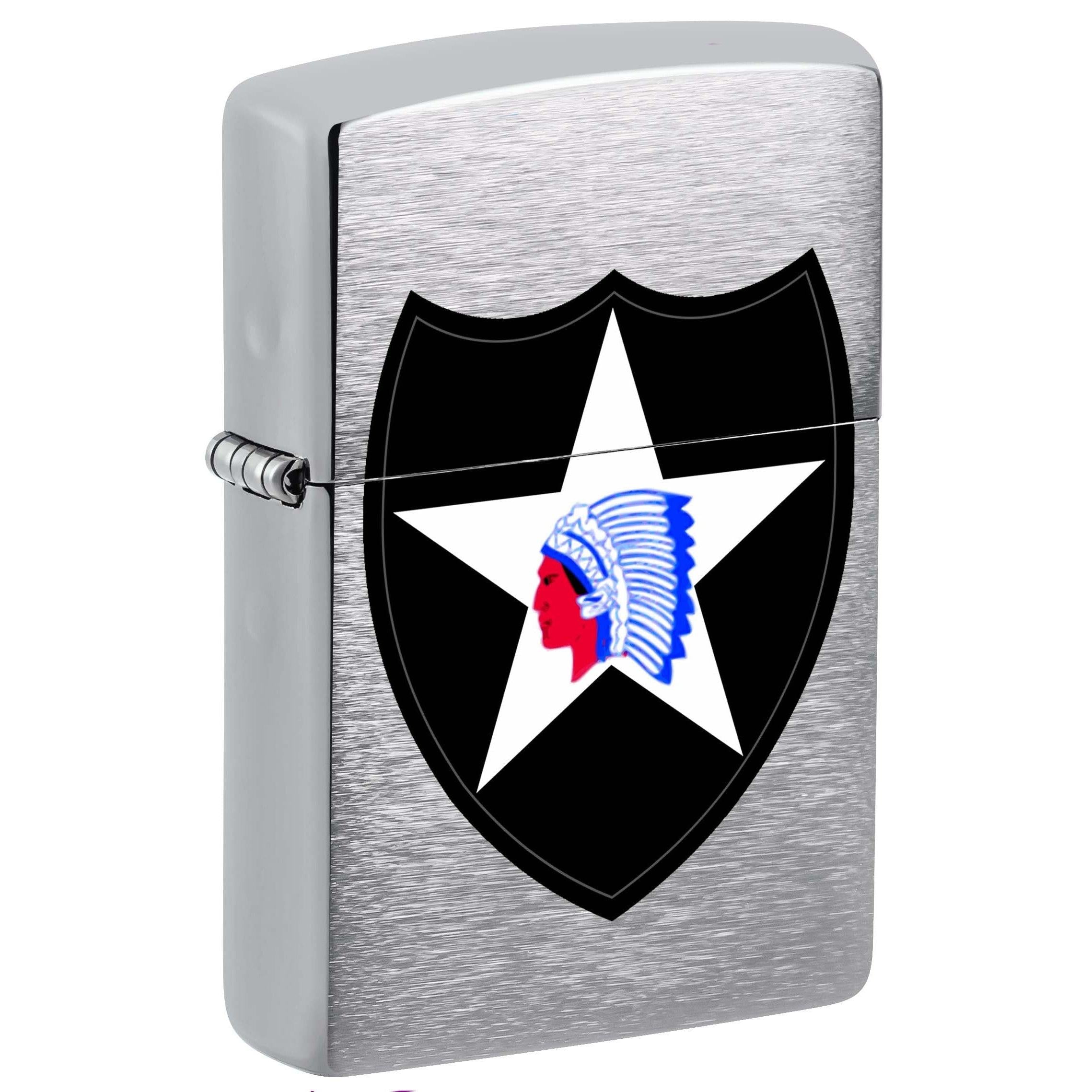 Zippo Lighter: U.S. Army, Second Infantry Division - Brushed Chrome 81007