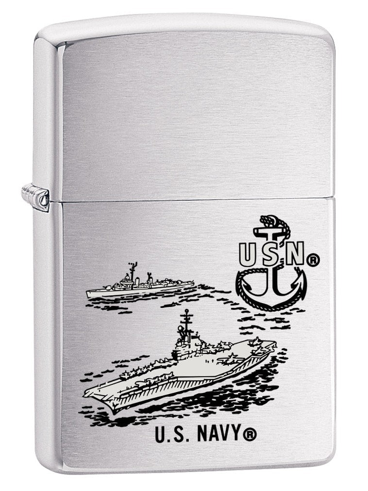 Zippo Lighter: U.S. Navy Aircraft Carrier - Brushed Chrome 80148