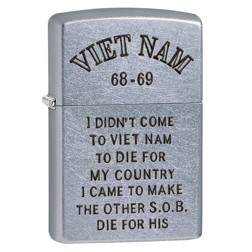 Zippo Lighter: Vietnam Trench Art, Country - Street Chrome 80784