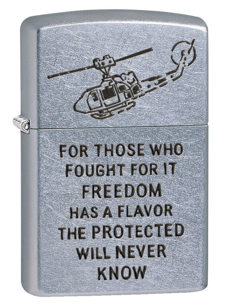 Zippo Lighter: Vietnam Trench Art, Freedom - Street Chrome 80785