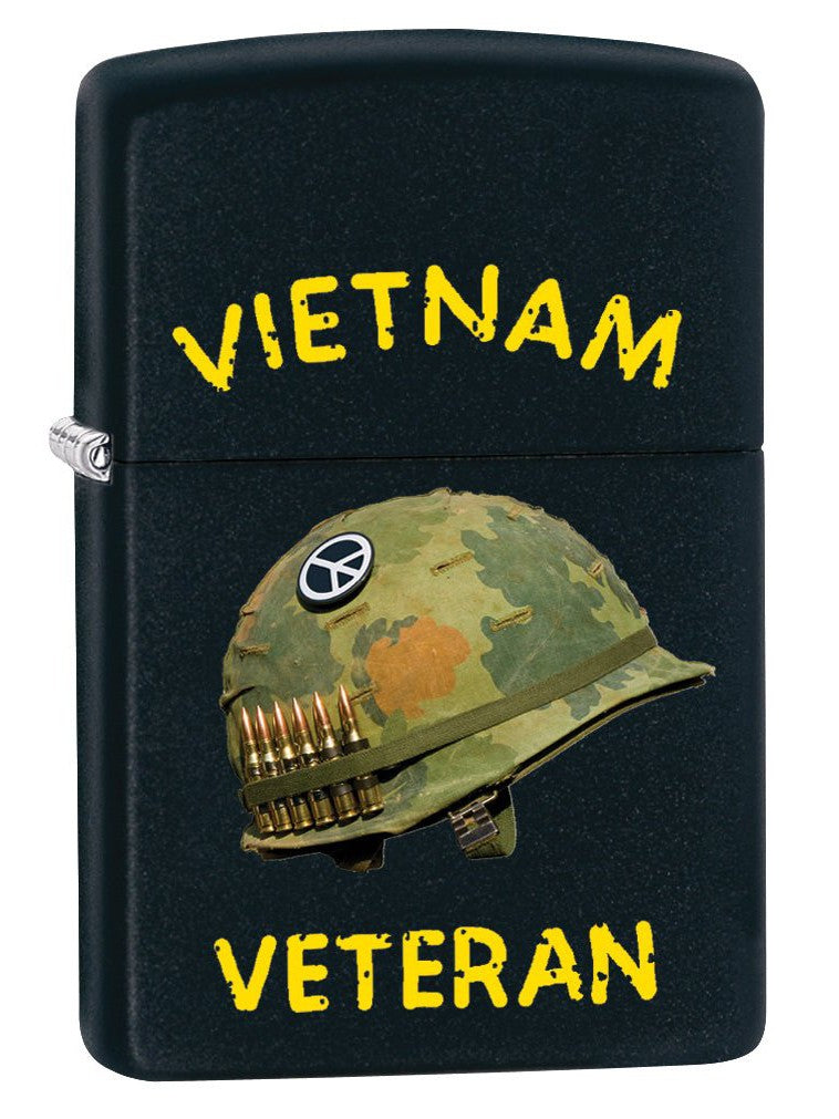 Zippo Lighter: Vietnam Veteran Design - Black Matte 79833