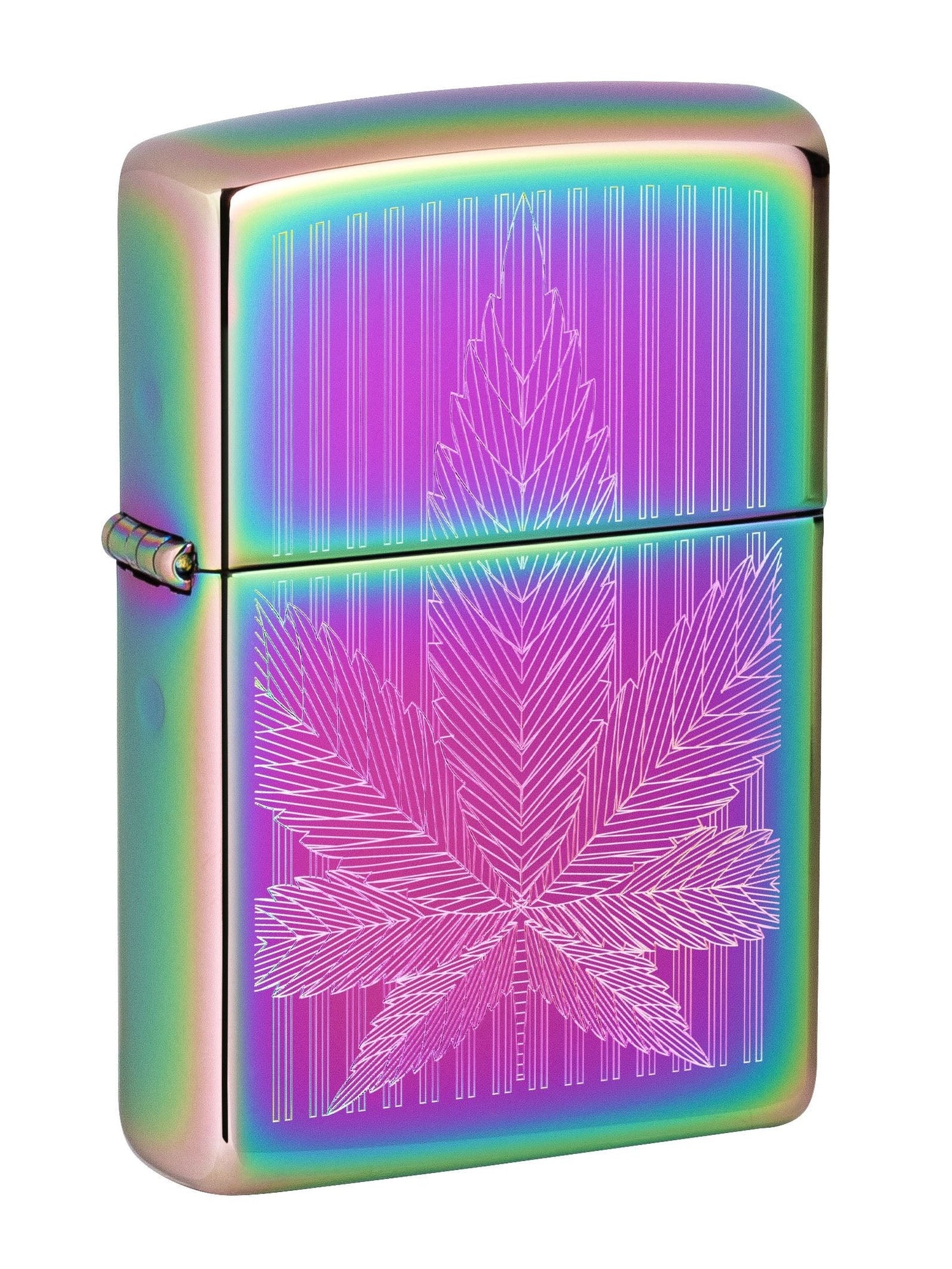 Zippo Lighter: Weed Leaf, Engraved - Spectrum 49632