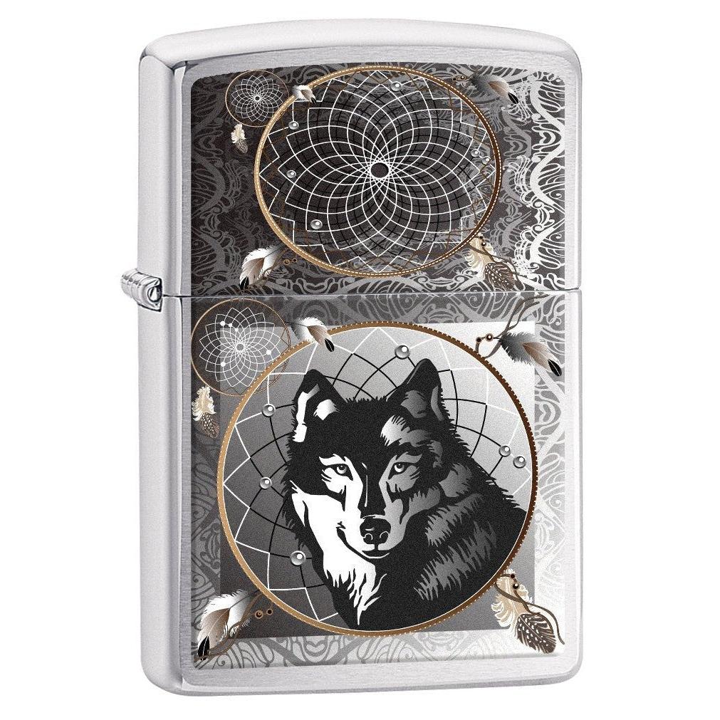Zippo Lighter: Wolf Dreamcatcher - Brushed Chrome 77133