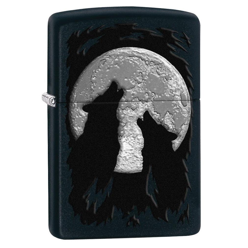 Zippo Lighter: Wolves Howling at the Moon - Black Matte 78660