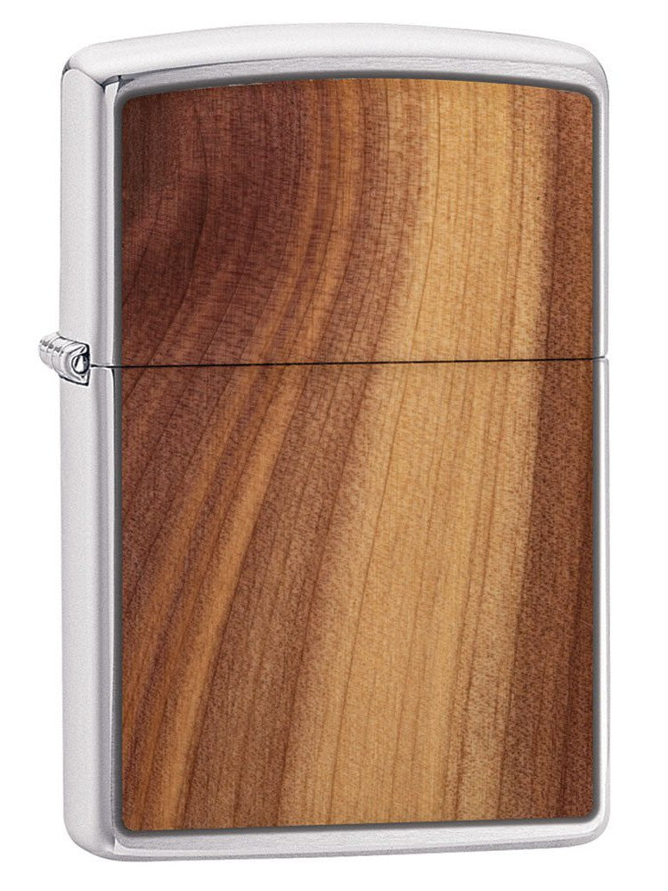 Zippo Lighter: Woodchuck Cedar Emblem - Brushed Chrome 29900