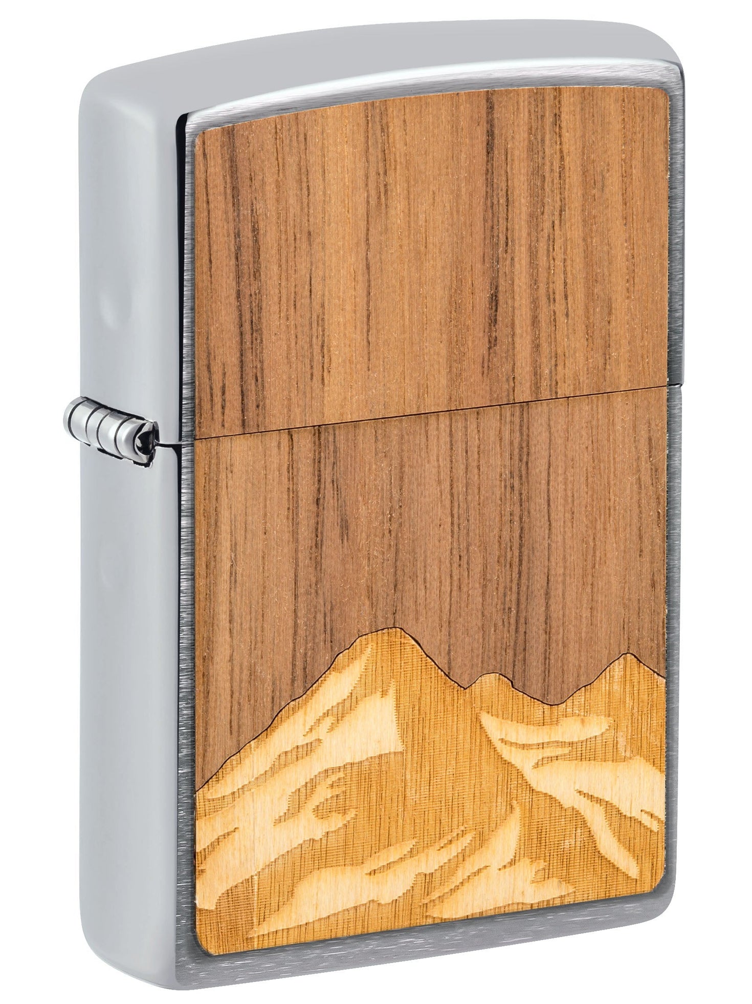 Zippo Lighter: Woodchuck Mountains - Brushed Chrome 49800