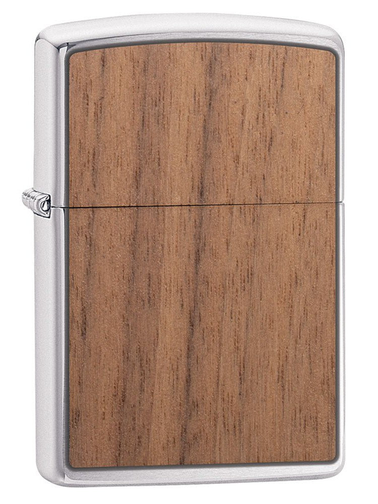 Zippo Lighter: Woodchuck Walnut - Brushed Chrome 49039