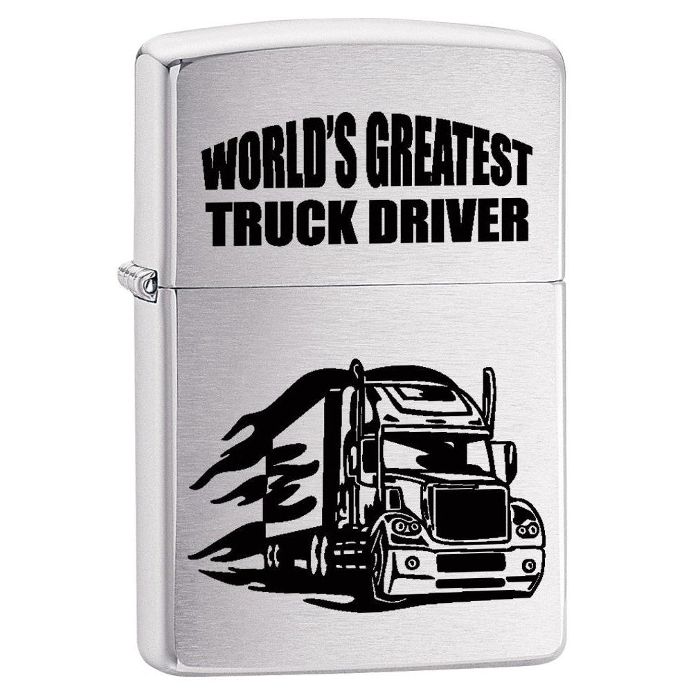 Zippo Lighter: World's Greatest Truck Driver - Brushed Chrome 76968