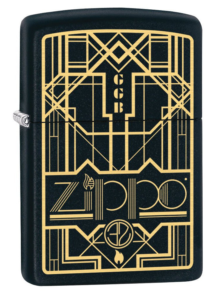 Zippo Lighter: Zippo Art Deco Design - Black Matte 79962