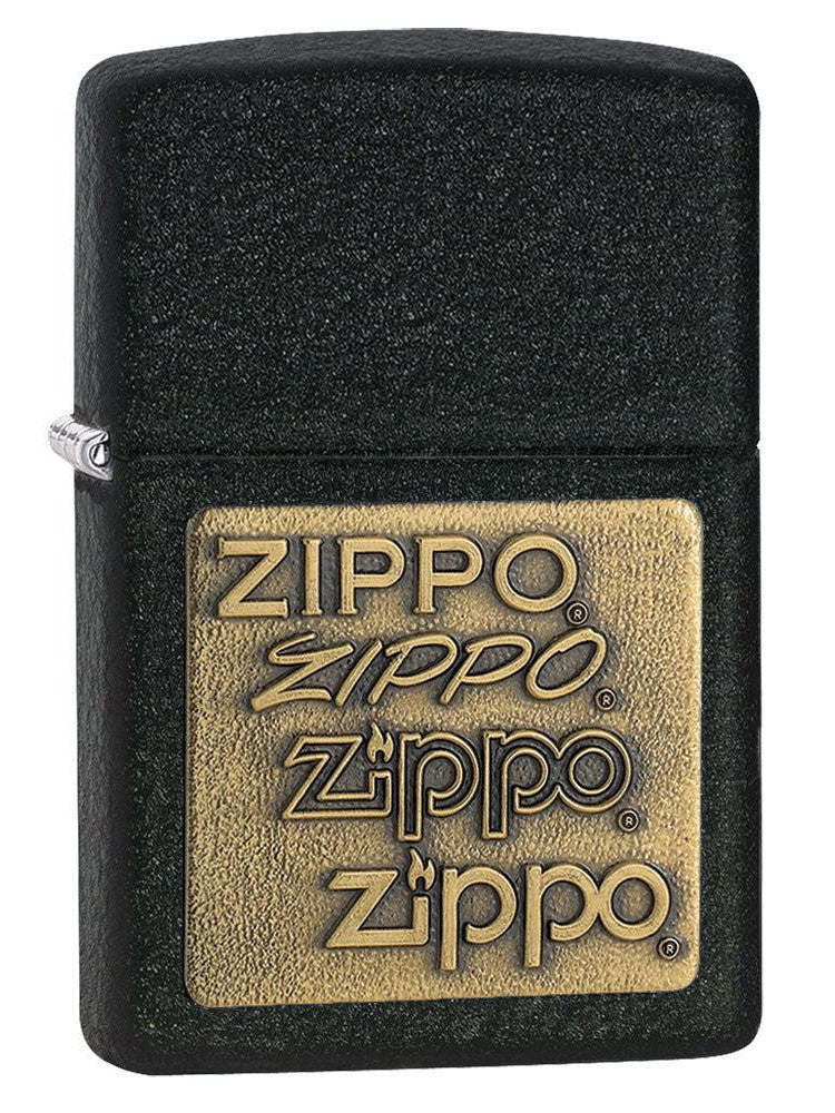Zippo Lighter: Zippo Brass Emblem - Black Crackle 362