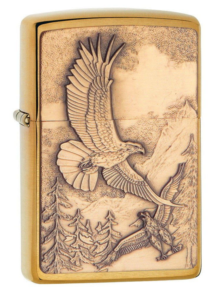 Zippo Pipe Lighter: Where Eagles Dare Emblem - Brushed Brass 20854PL