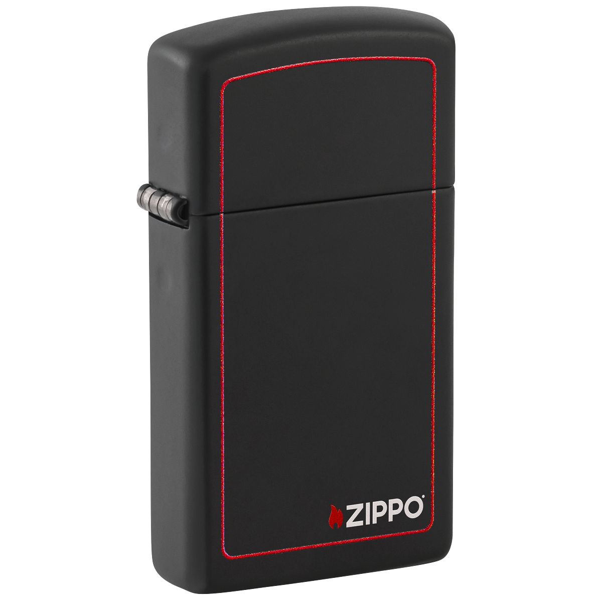 Zippo Lighter: Slim with Zippo Logo - Black Matte 1618ZB