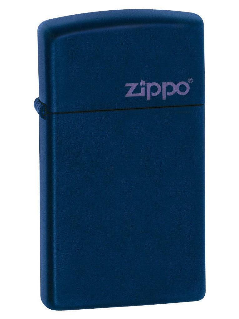 Zippo Lighter: Slim with Zippo Logo - Navy Matte 1639ZL