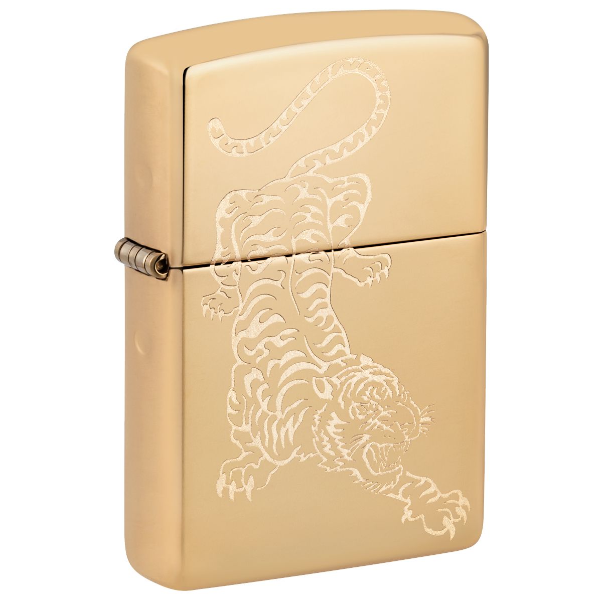 Zippo Lighter: Engraved Tiger - High Polish Brass 29884