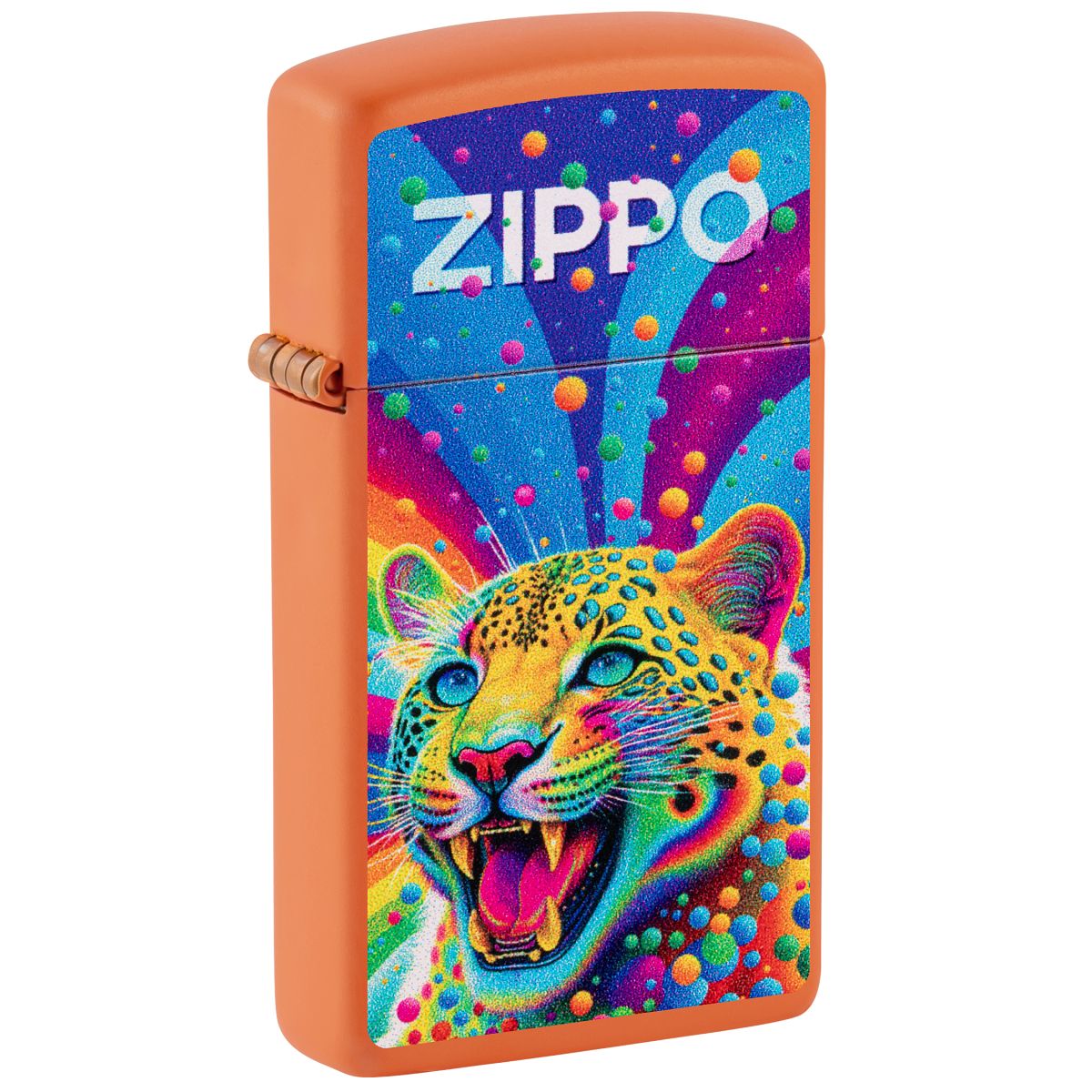 Zippo Lighter: Slim, Leopard Design - Orange Matte 46018