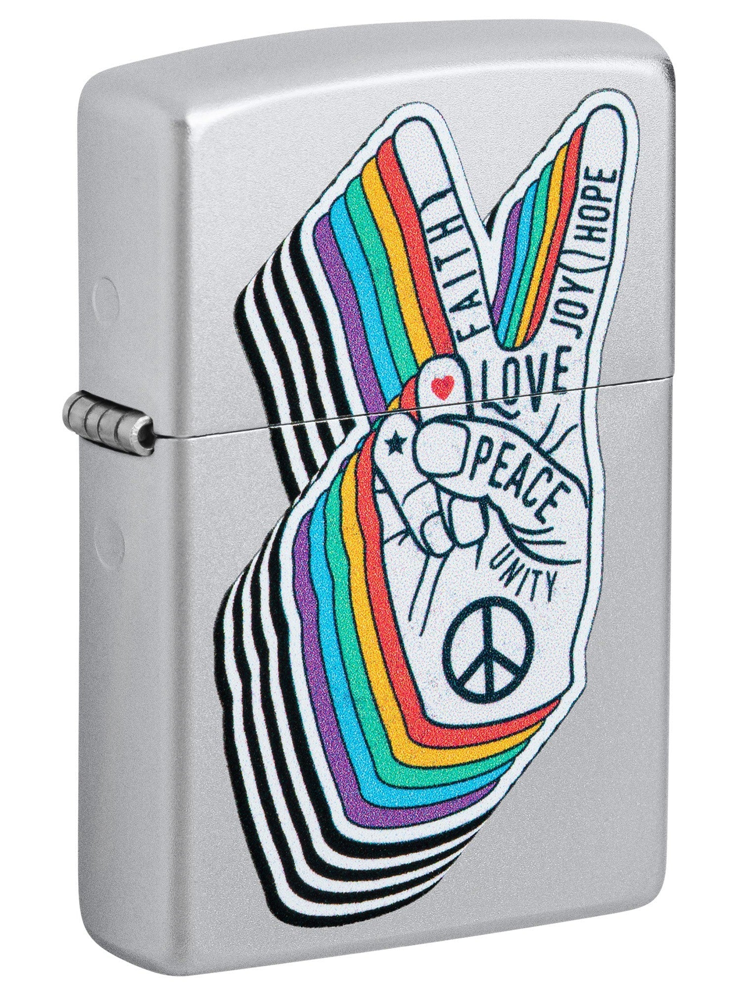 Zippo Lighter: Peace Sign - Satin Chrome 46047