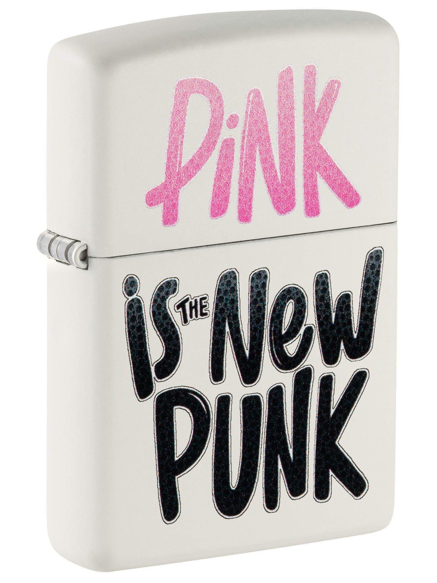 Zippo Lighter: Pink is the New Punk - White Matte 46057