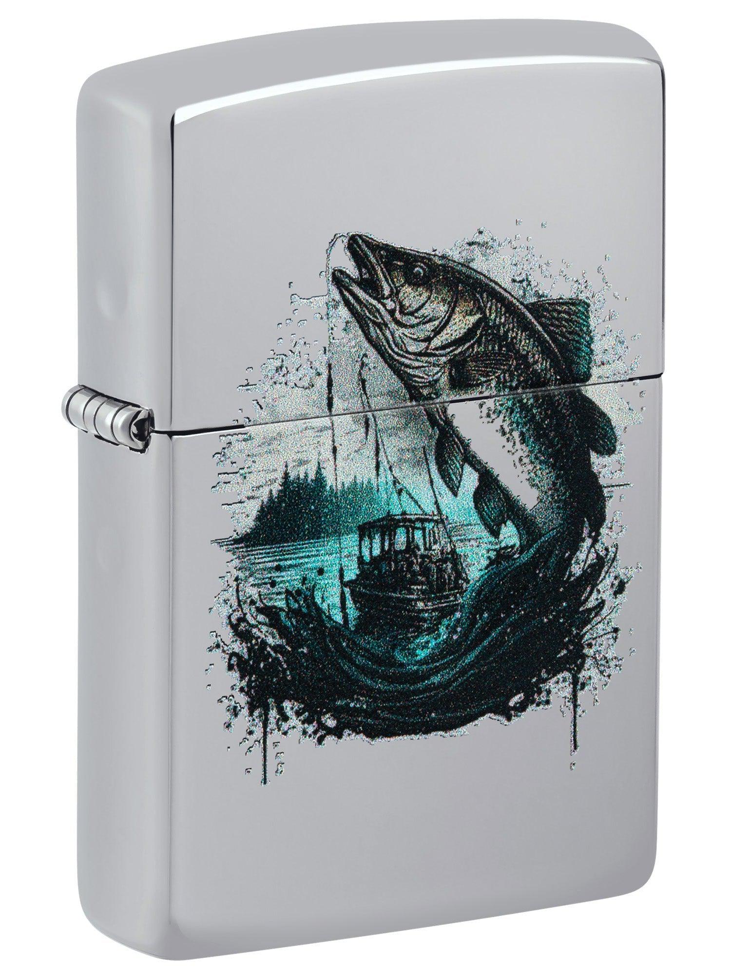 Zippo Lighter: Fishing Design - High Polish Chrome 46069