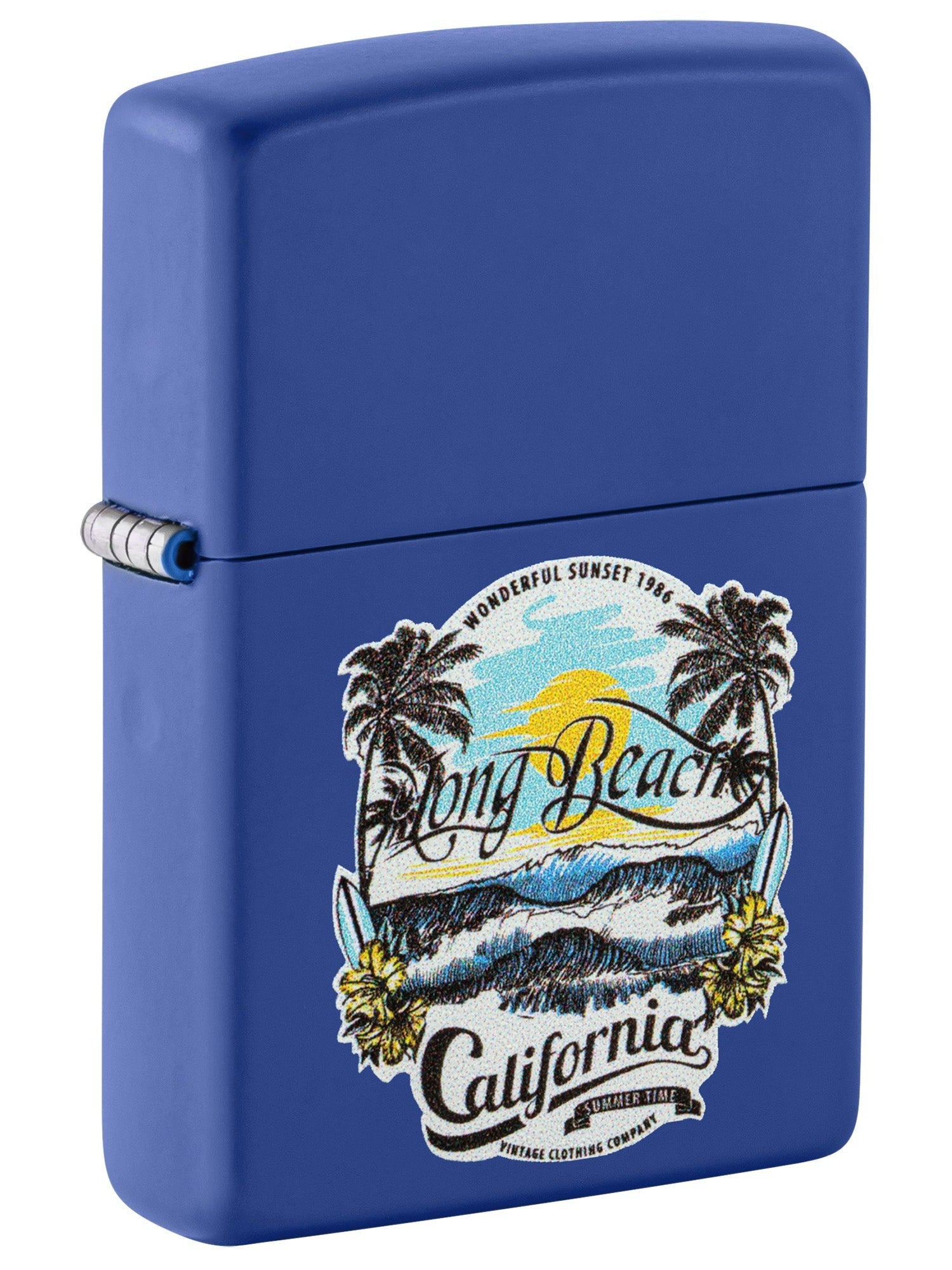 Zippo Lighter: Long Beach, California Design - Royal Blue Matte 46080