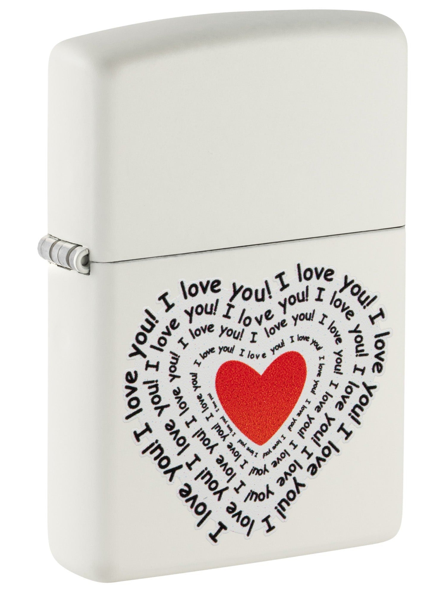 Zippo Lighter: I Love You with Heart - White Matte 46082