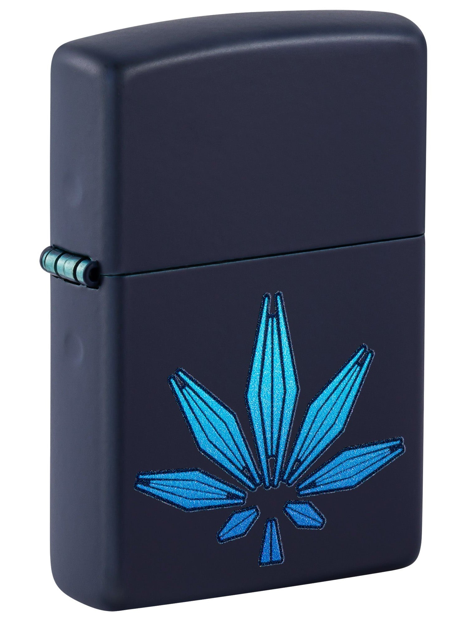 Zippo Lighter: Modern Weed Leaf with Blacklight - Navy Matte 46086