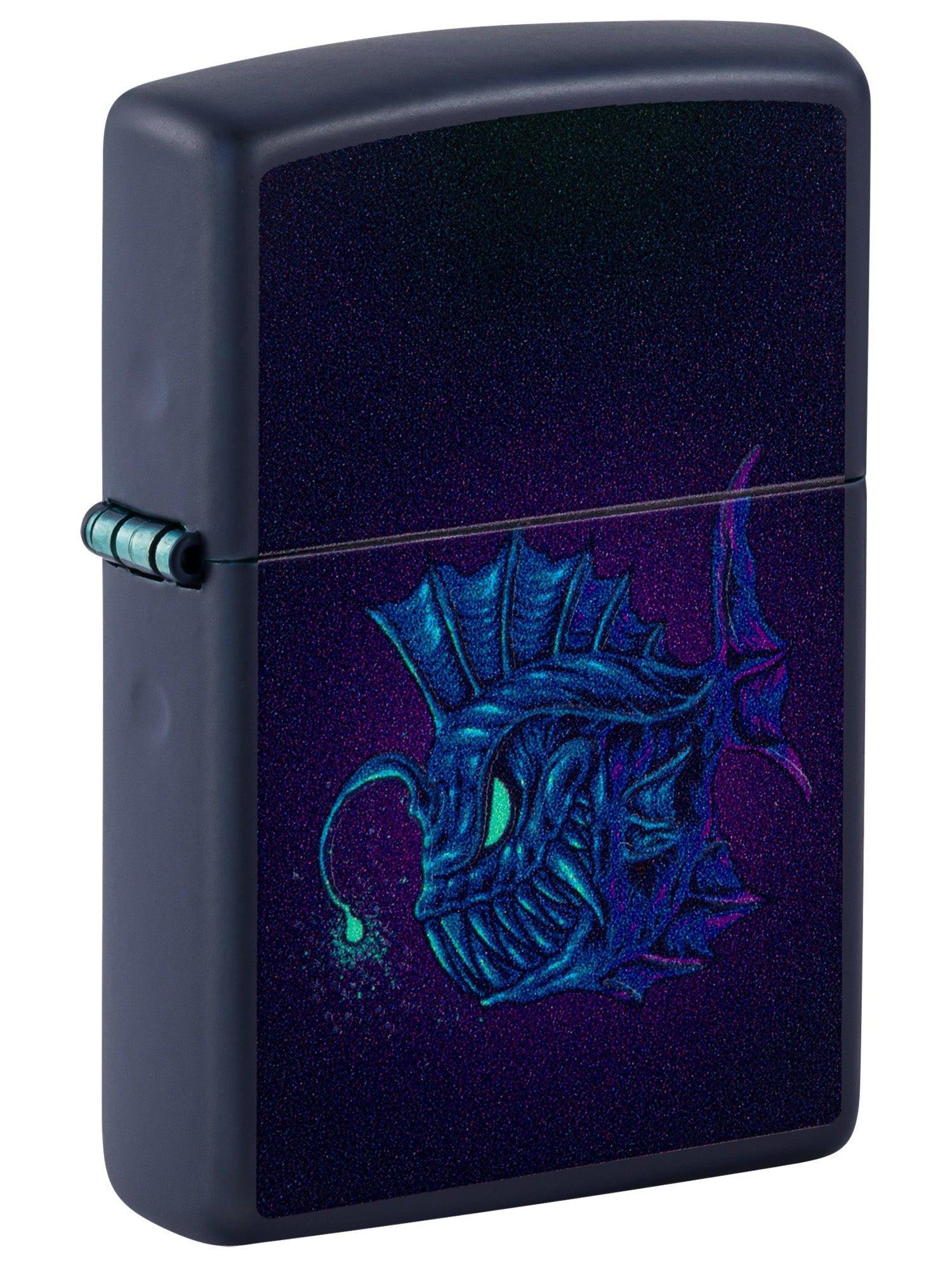 Zippo Lighter: Evil Fish with Blacklight - Navy Matte 46091