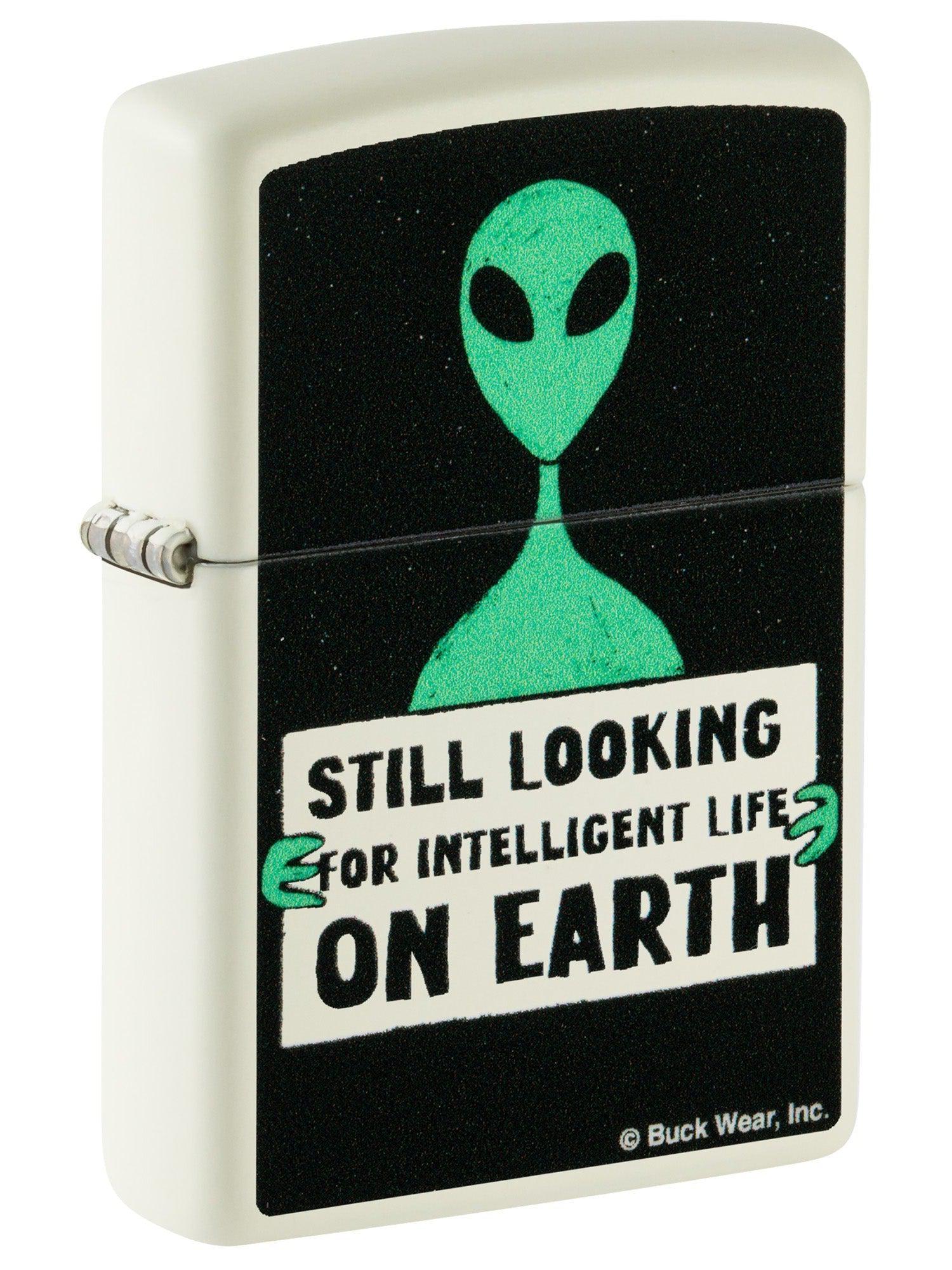 Zippo Lighter: Alien with Sign - Glow-in-the-Dark Green 46092