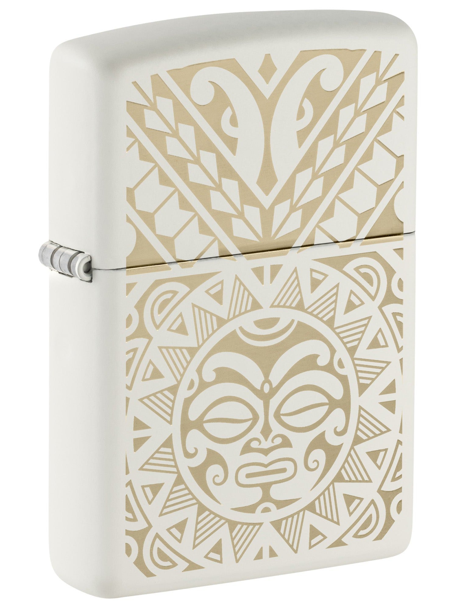 Zippo Lighter: Maori Tattoo Design - White Matte 46096