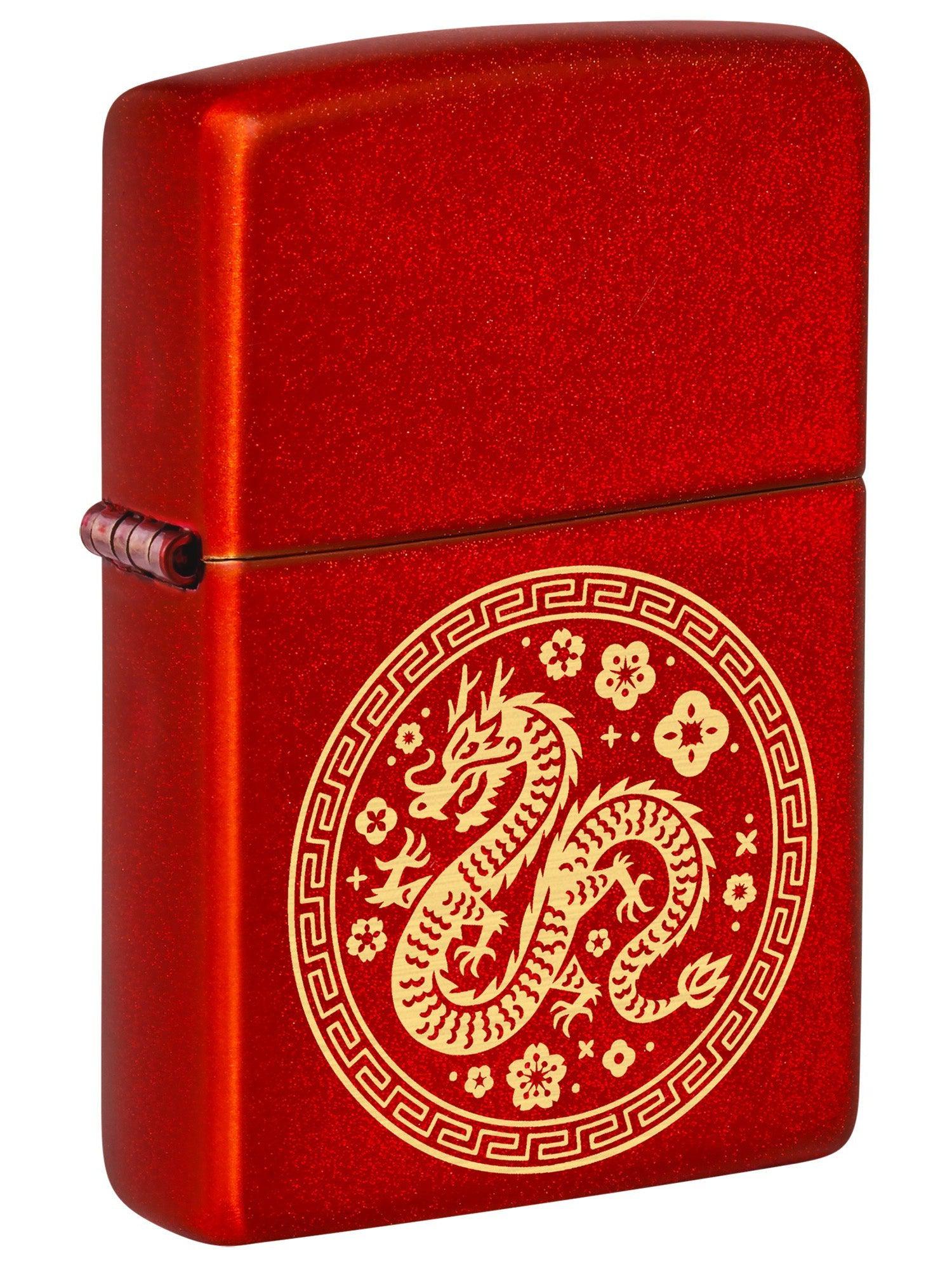 Zippo Lighter: Chinese Year of the Dragon, Engraved - Metallic Red 46098