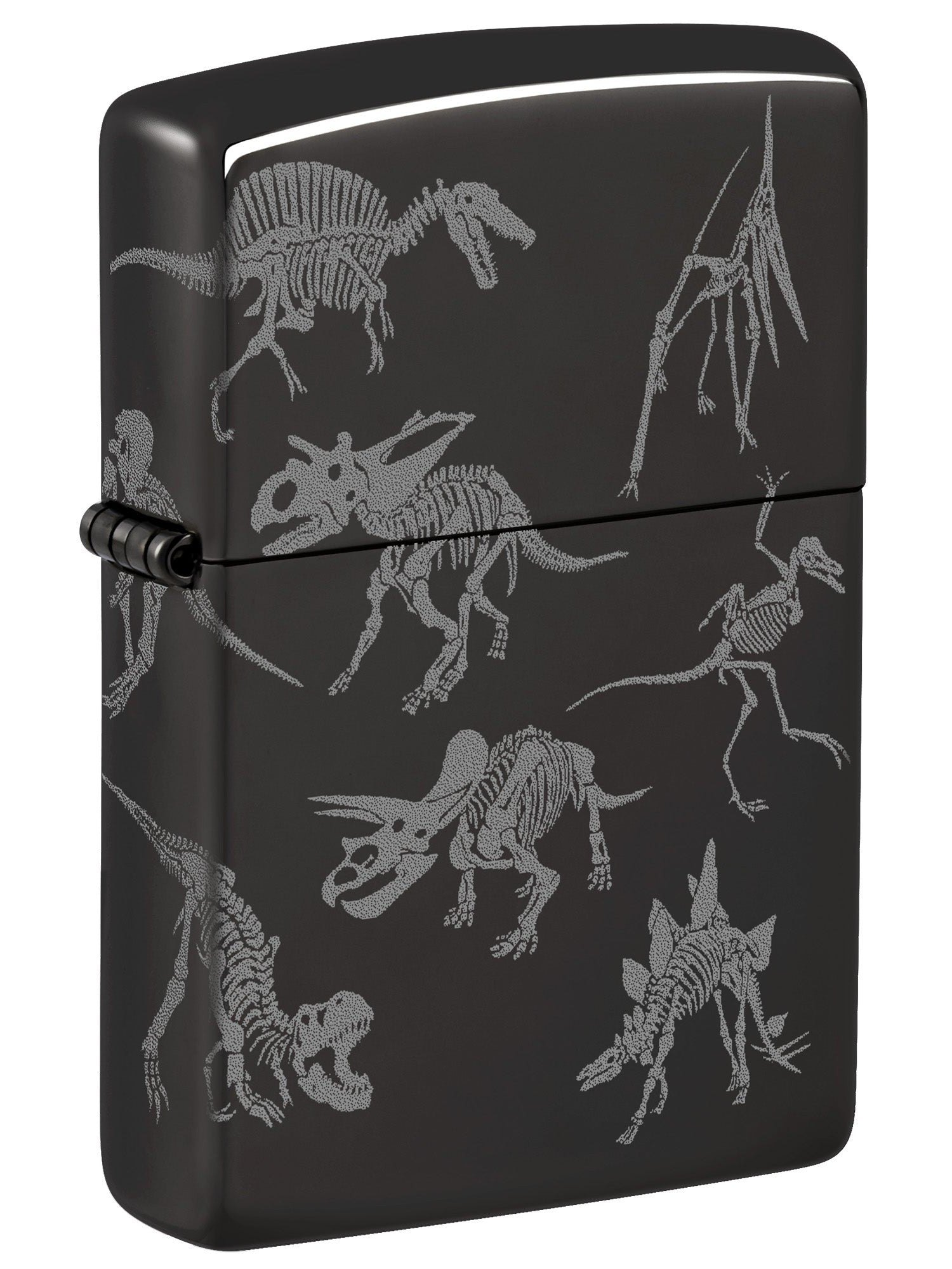 Zippo Lighter: Dinosaur Skeletons, Photo 360 - High Polish Black 46111