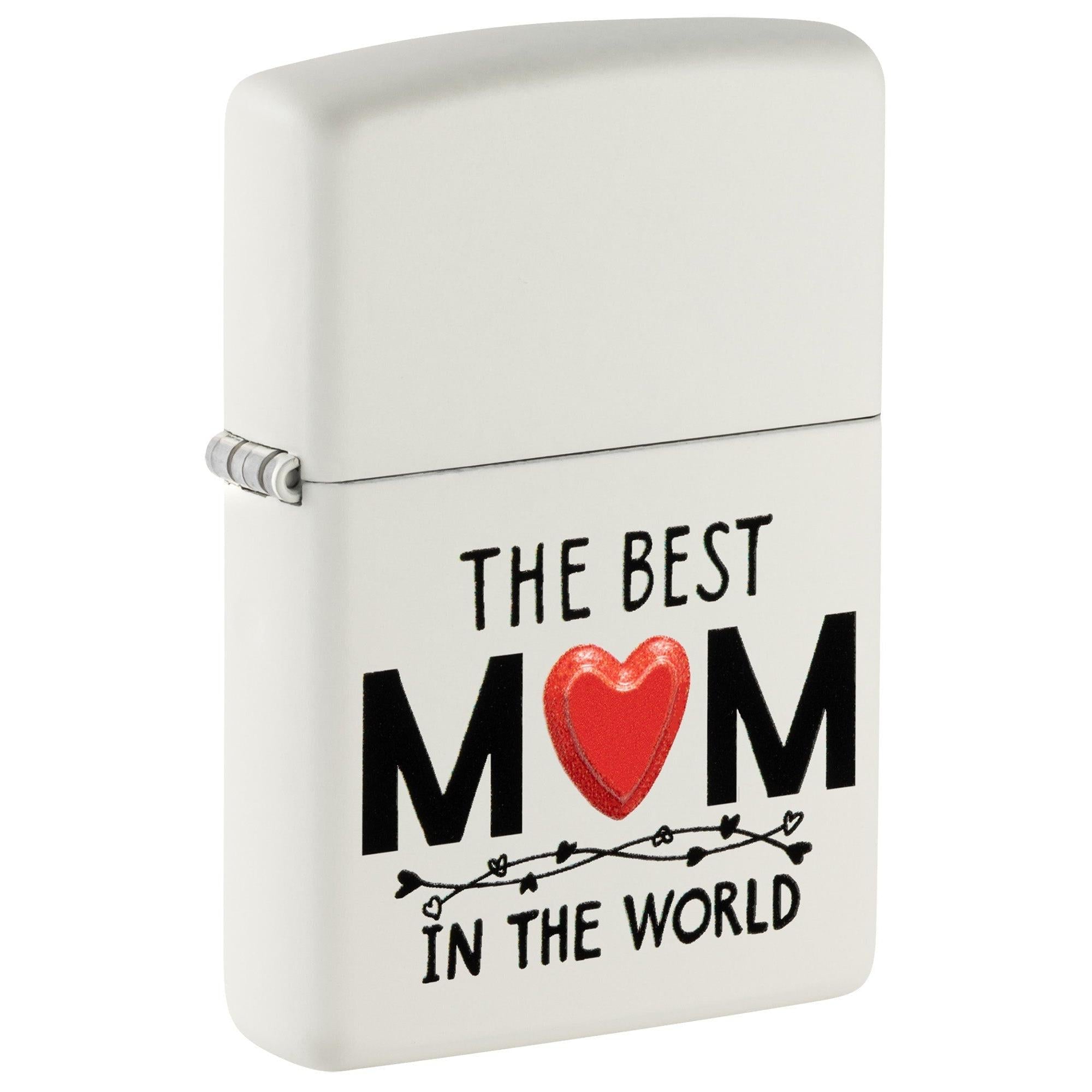 Zippo Lighter: The Best Mom, Raised Print - White Matte 46116