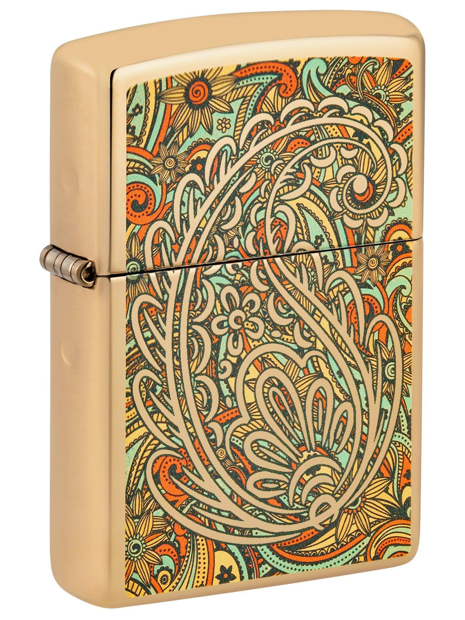 Zippo Lighter: Fusion Zen Tangle Pattern - High Polish Brass 46117