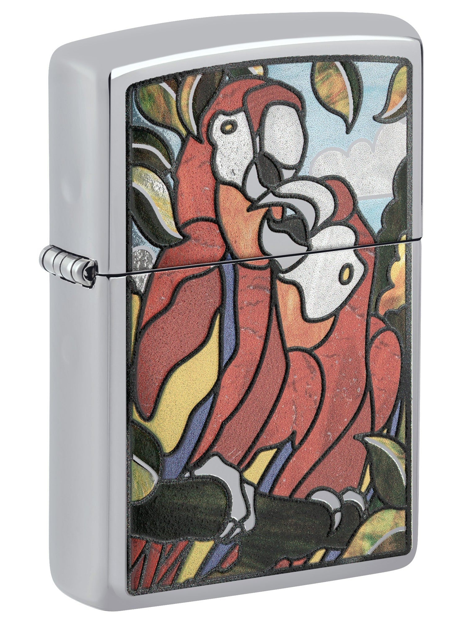 Zippo Lighter: Parrots Pals Design - High Polish Chrome 46142