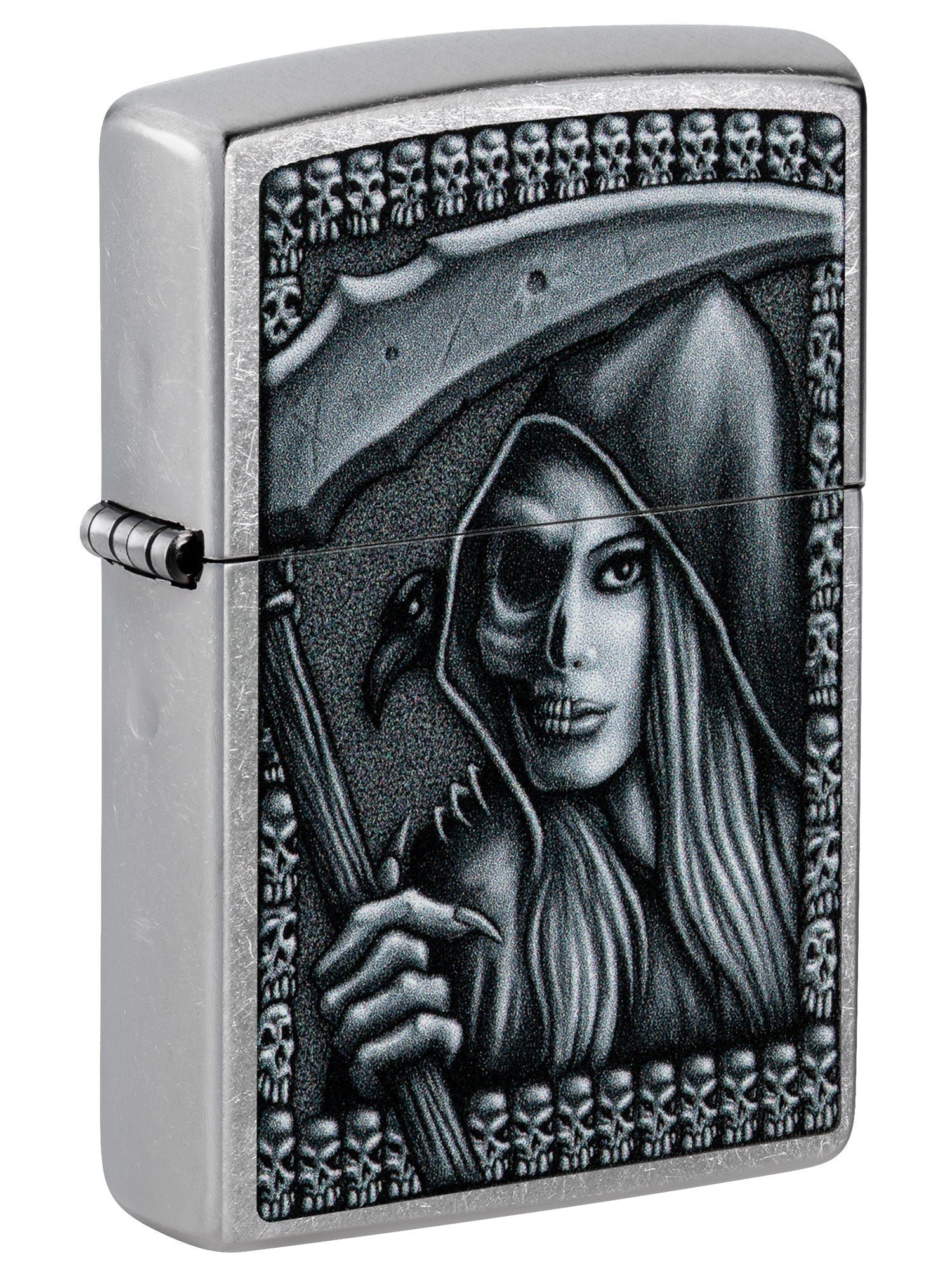 Zippo Lighter: Grim Beauty Design - Street Chrome 46151