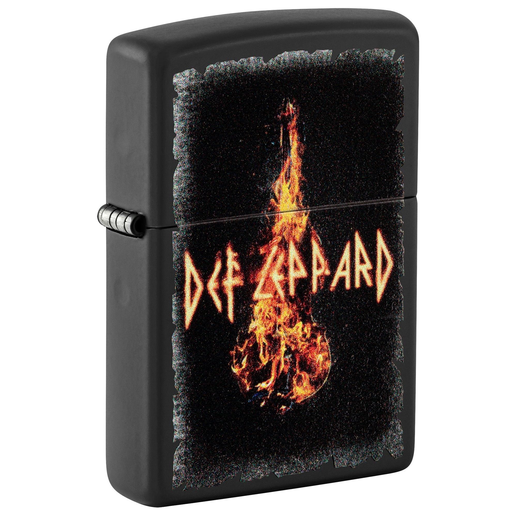 Zippo Lighter: Def Leppard, Guitar on Fire - Black Matte 46153