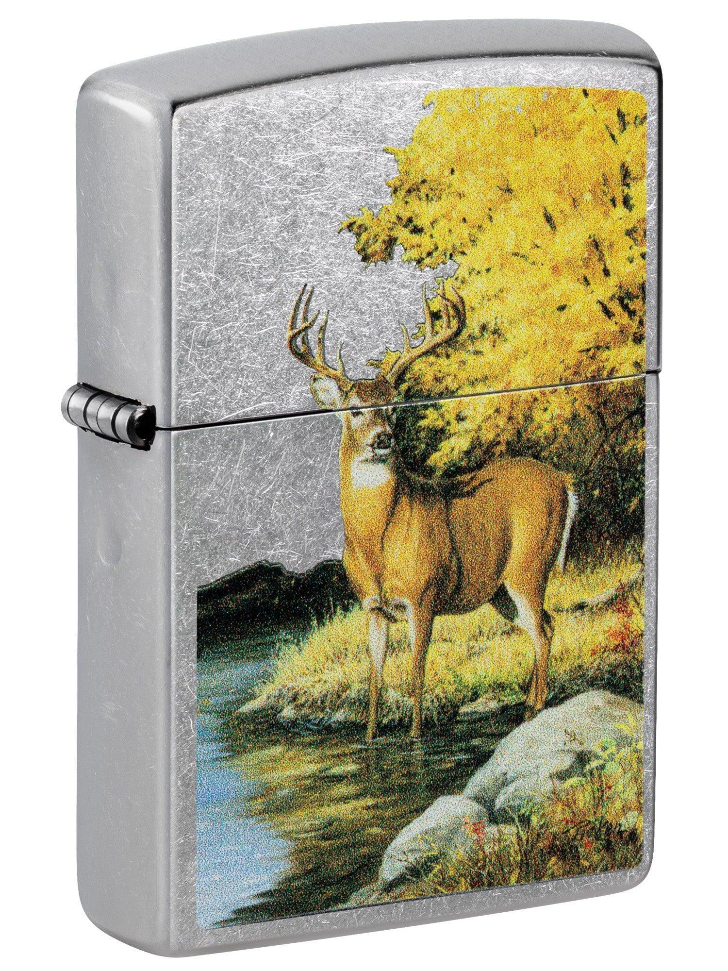 Zippo Lighter: Buck Deer by Linda Picken - Street Chrome 46165