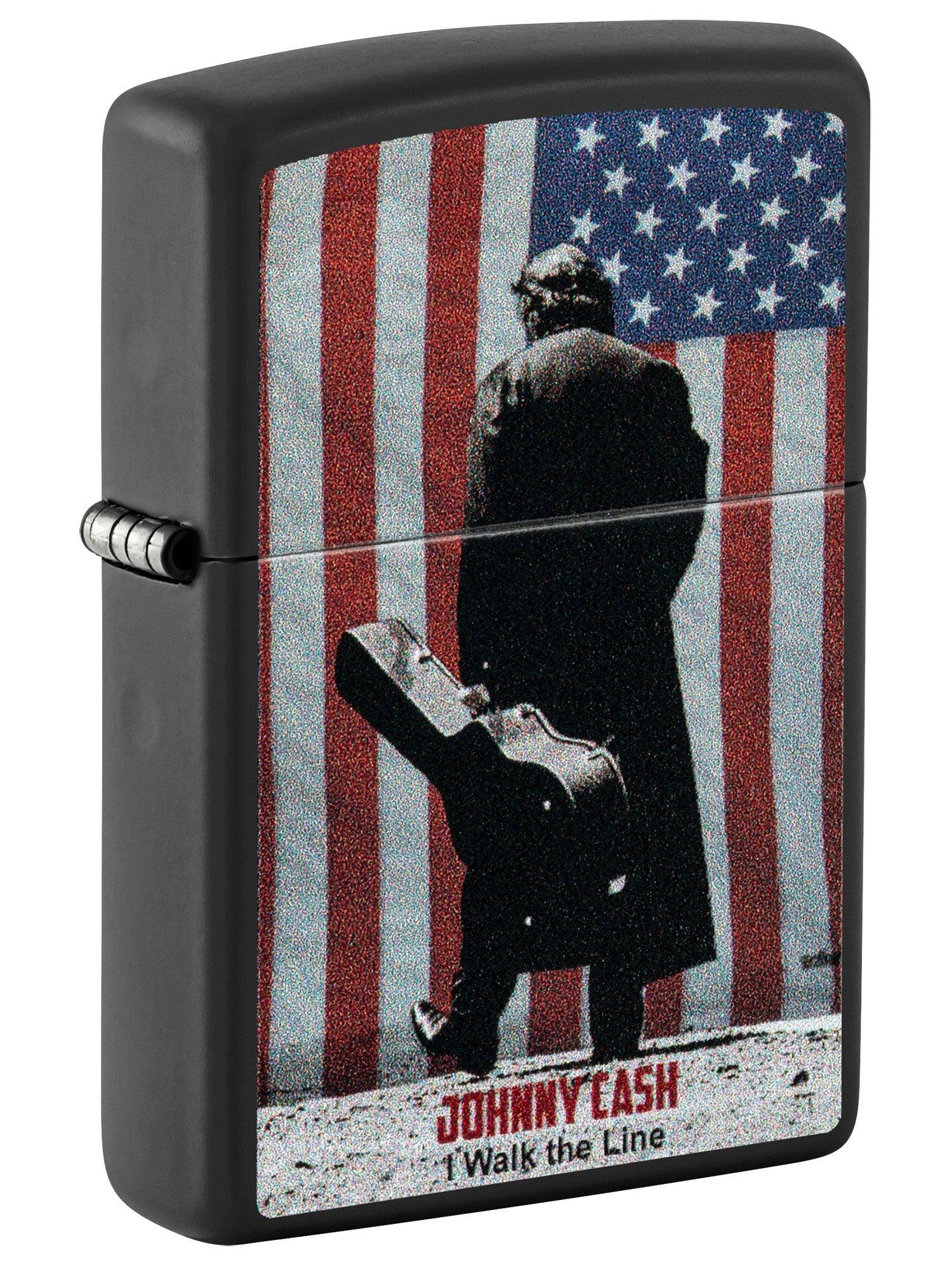 Zippo Lighter: Johnny Cash, I Walk the Line - Black Matte 46166