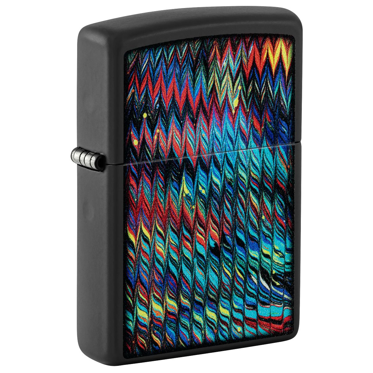 Zippo Lighter: Paint Pour Design - Black Matte 46169