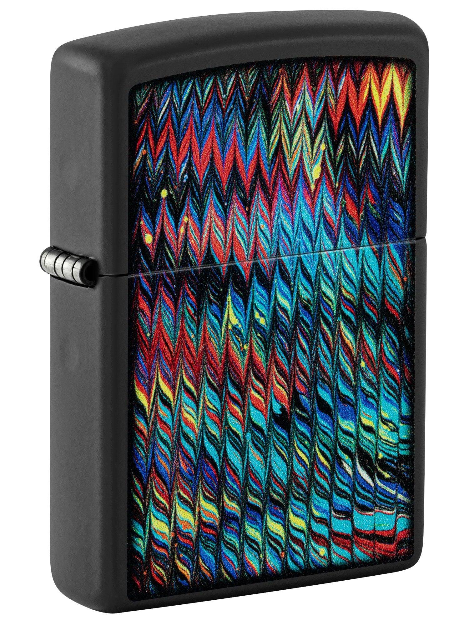 Zippo Lighter: Paint Pour Design - Black Matte 46169