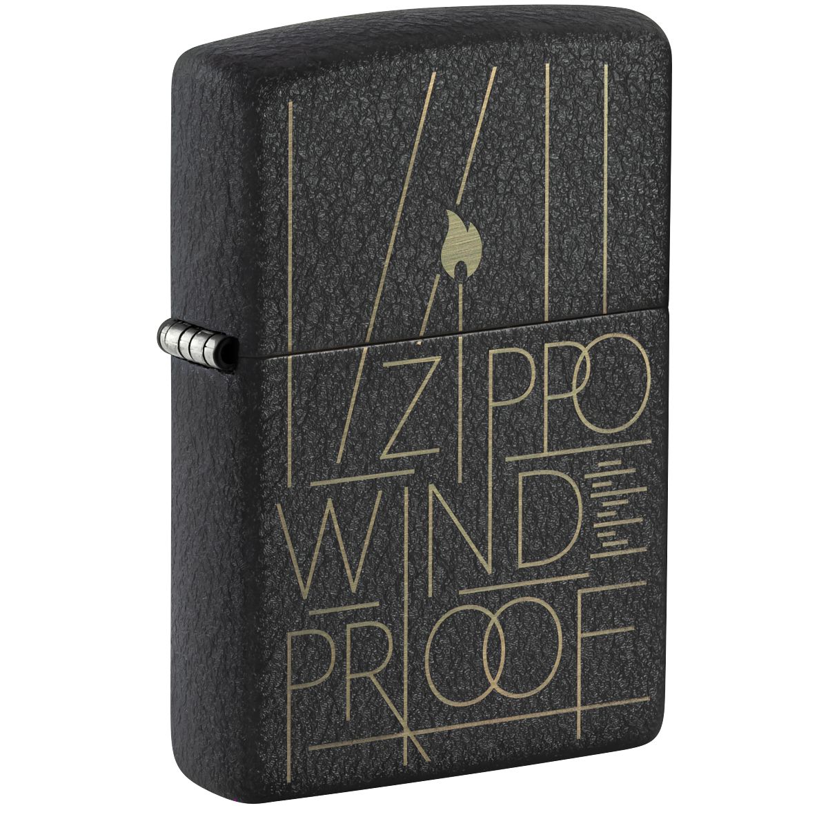 Zippo Lighter: Engraved Line Art - Black Crackle 46172