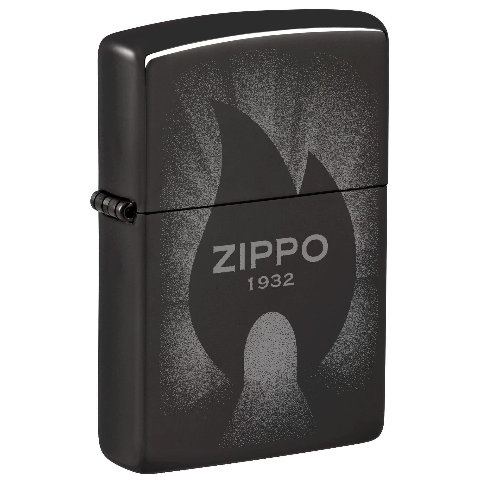 Zippo Lighter: Radiant Zippo Logo, Photo Image - High Polish Black 46175