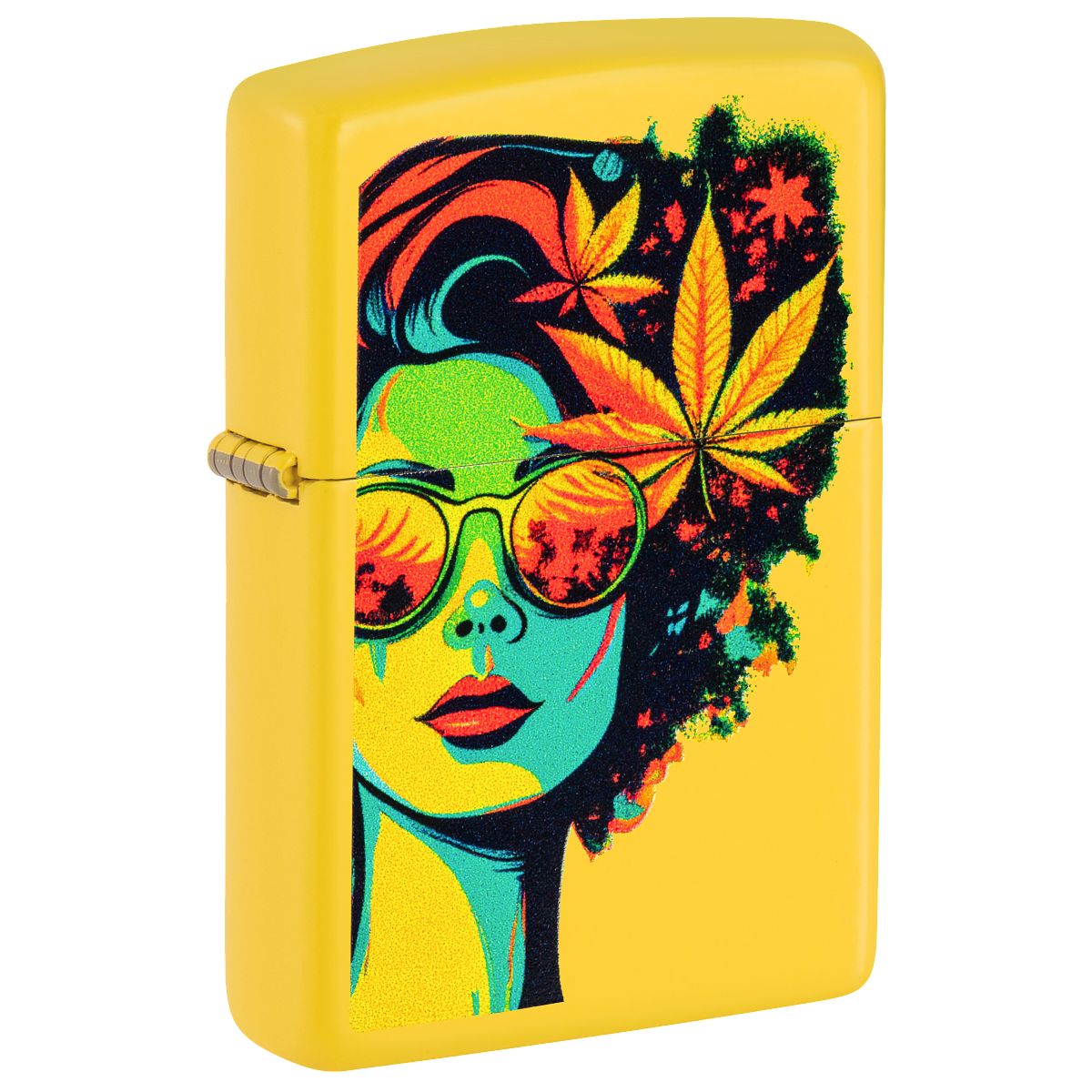 Zippo Lighter: Blazing Beauty with Weed Leaves - Sunflower 46231