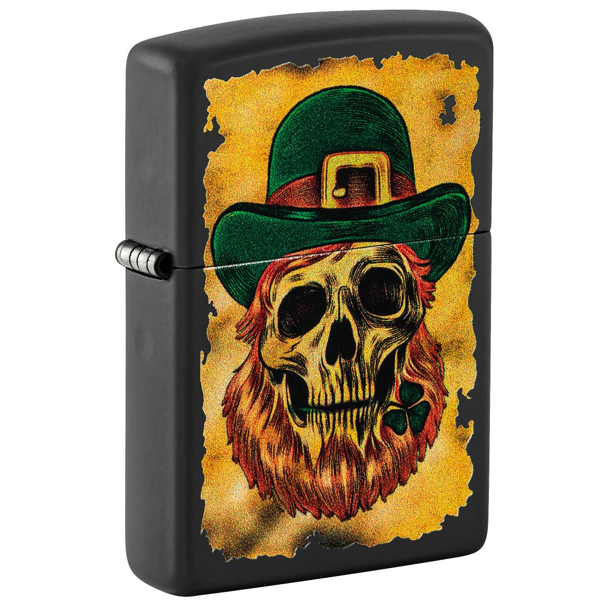 Zippo Lighter: Leprechaun Skull - Black Matte 46244
