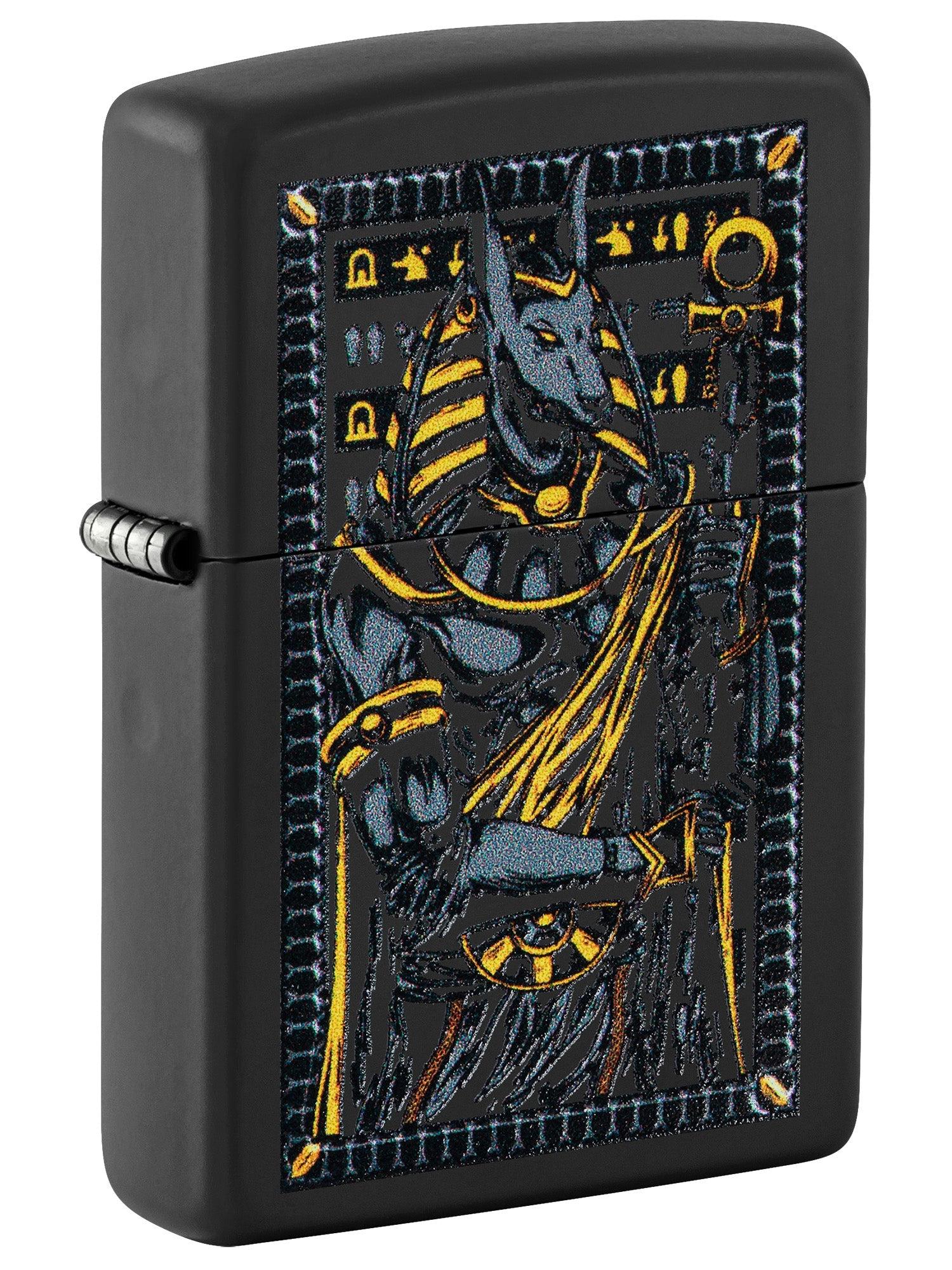 Zippo Lighter: Egyptian God Anubis - Black Matte 46245