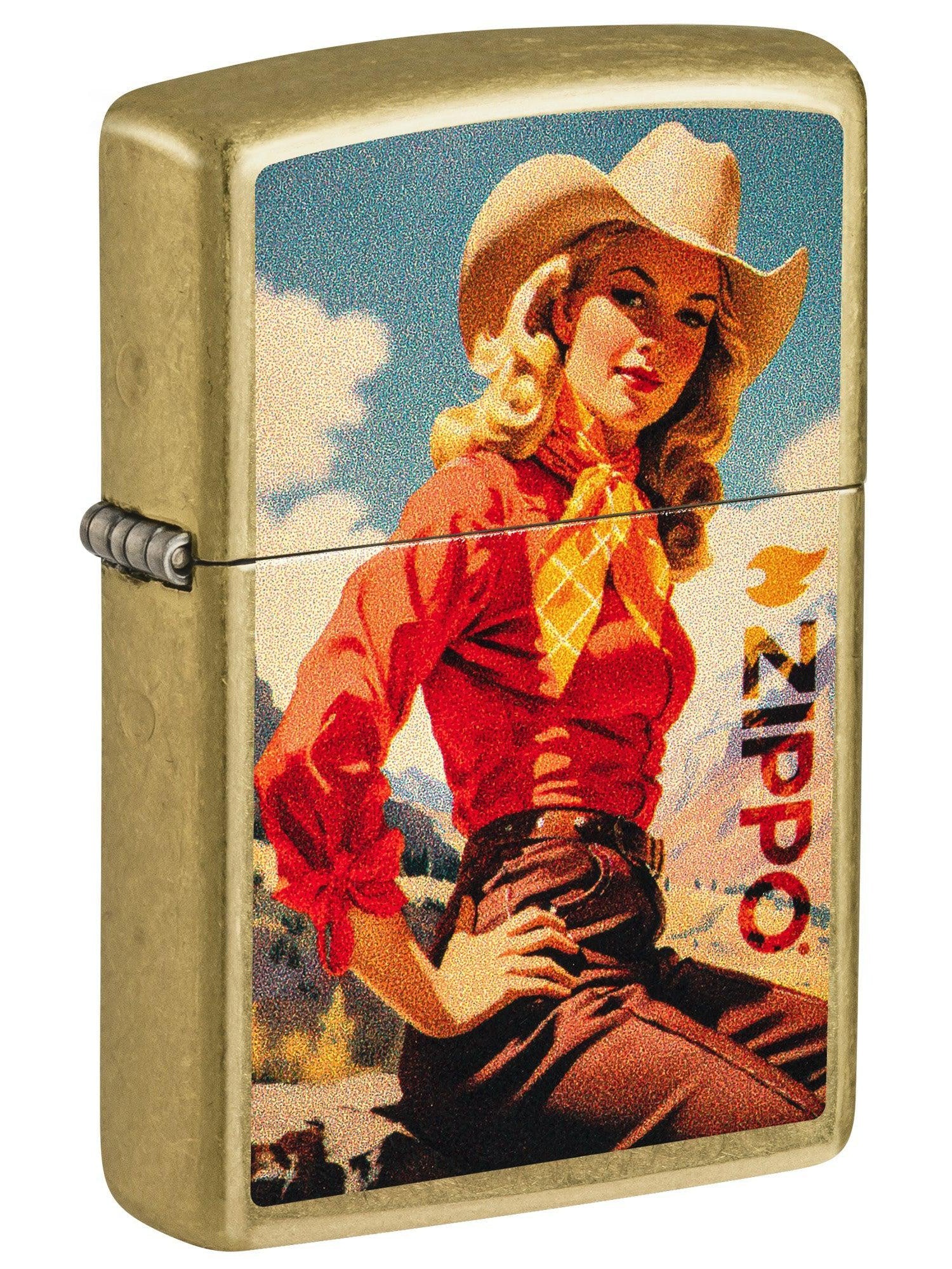 Zippo Lighter: Western Cowgirl - Street Brass 46248