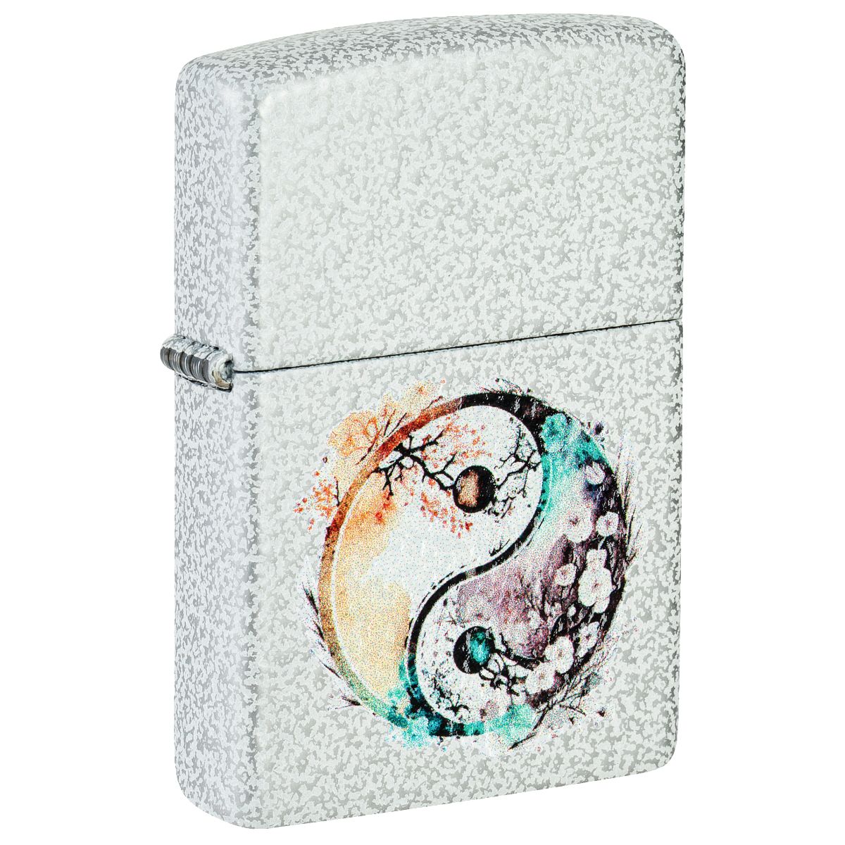 Zippo Lighter: Floral Yin and Yang Design - Glacier 46249
